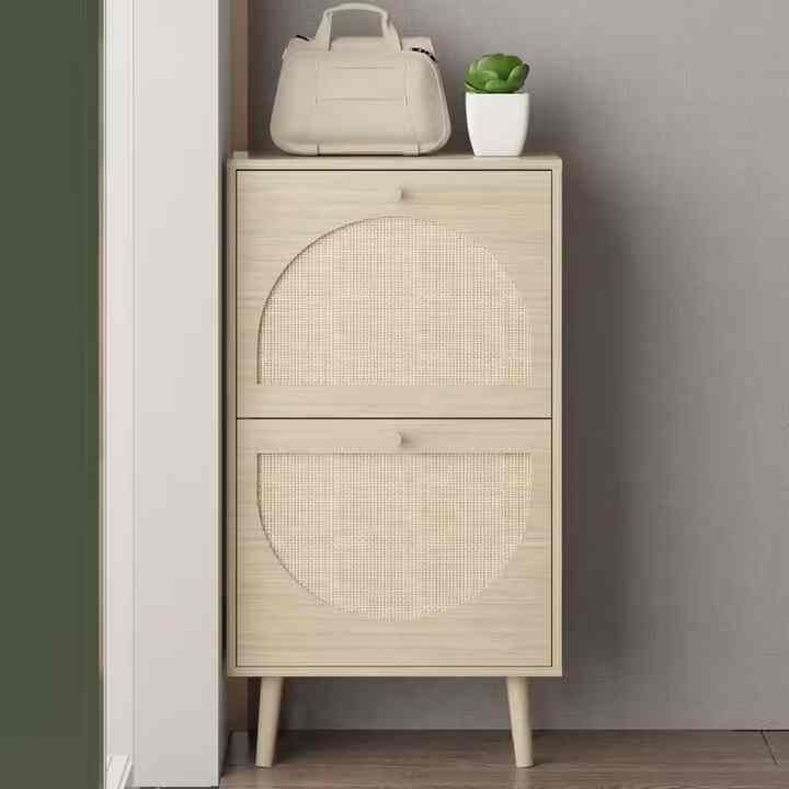 Karl home Oak MDF Shoe Storage Cabinet