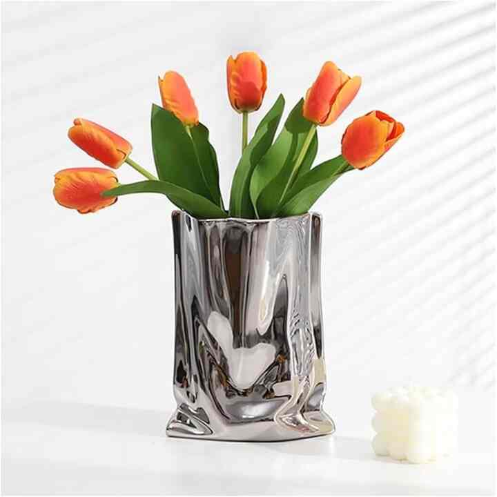 Ceramic Silver Flower Vase (3 sizes)
