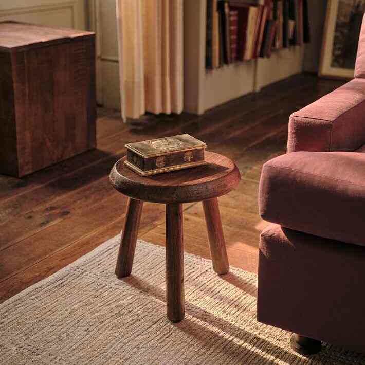 Colin King Acacia Wood 3-Leg Side Table