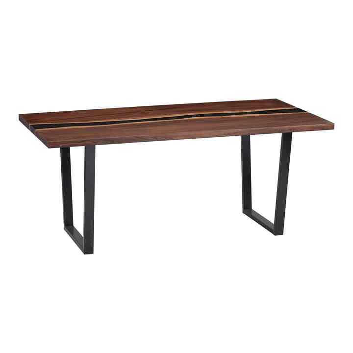 Cailen Mocha Live Edge Wood and Resin Dining Table