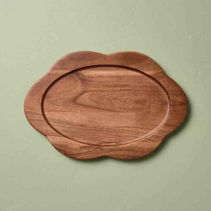 Wood Scallop Oval Tray