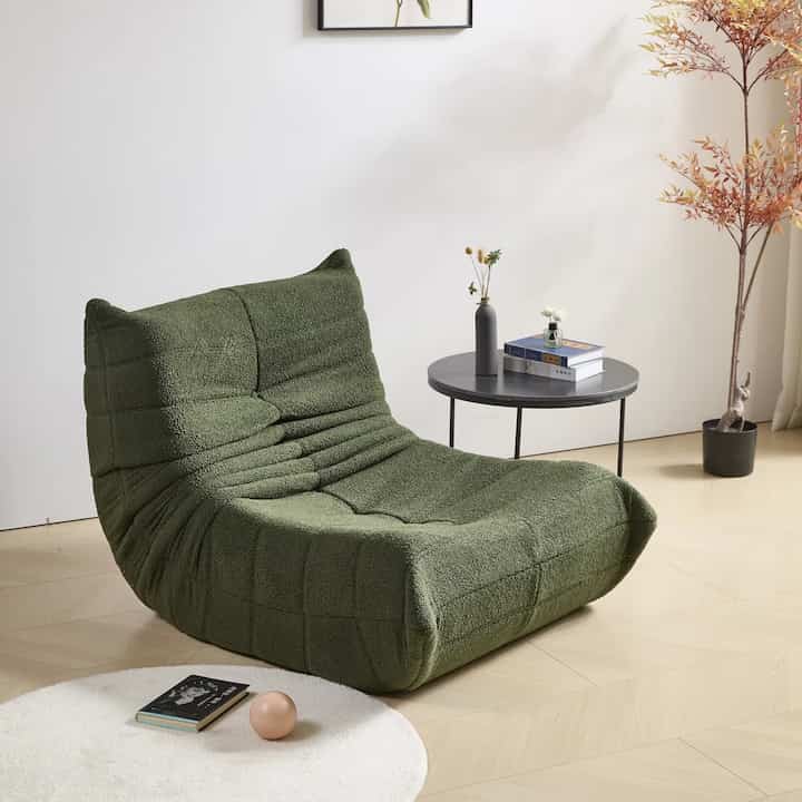 Teddy Fabric Standard Armless Bean Bag Chair & Lounger (2 colors)