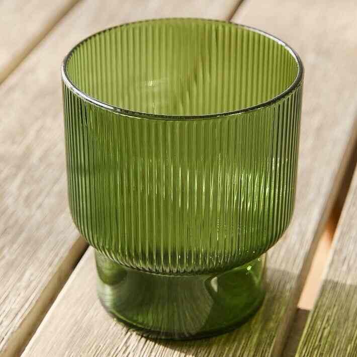 Fluted Acrylic Short Drinking Glass Sets