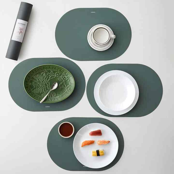 Sage Green Oval Silicone Placemats Set