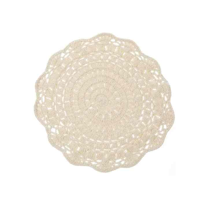 Cream Round Crochet Placemat