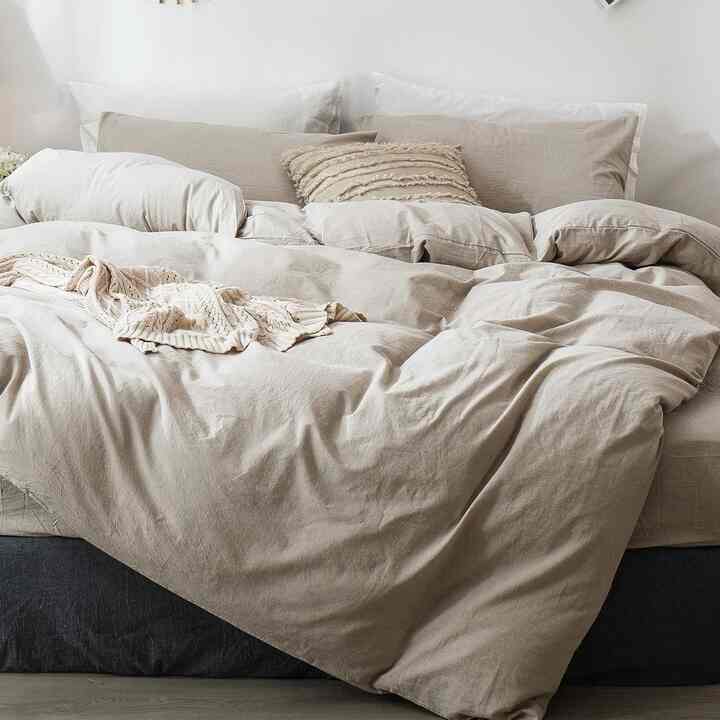 MooMee Bedding Duvet Cover Set 100% Washed Cotton Linen