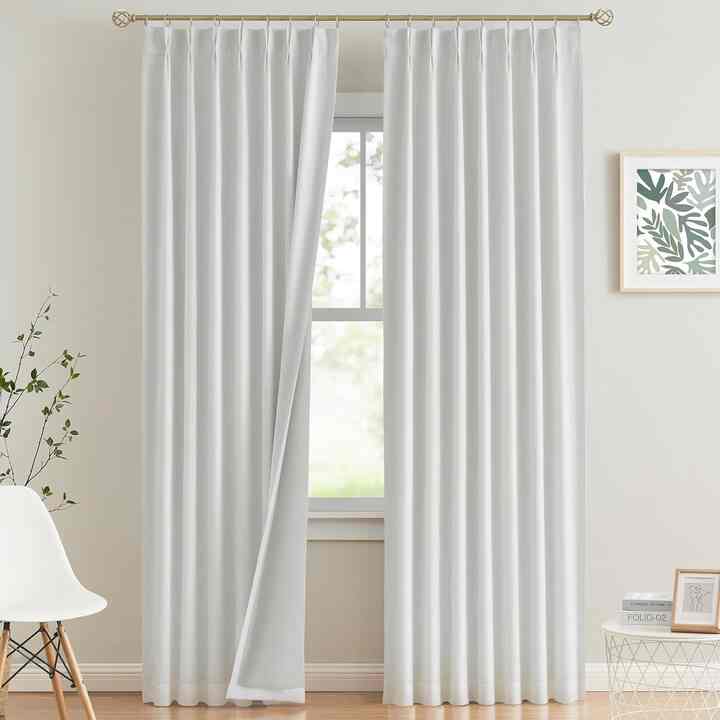 White Pinch Pleated Full Blackout Curtains