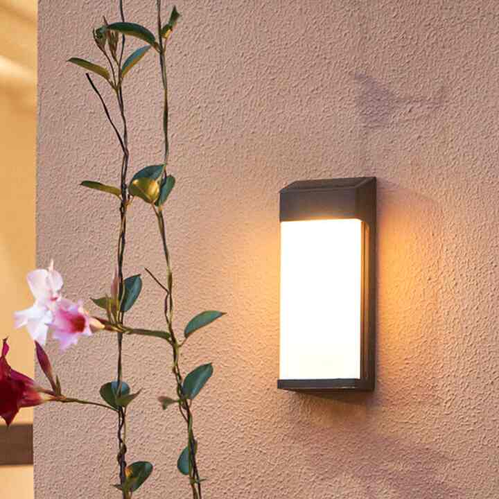 Solar Square Frosted Glass Waterproof Outdoor LED Wall Sconce Lamp