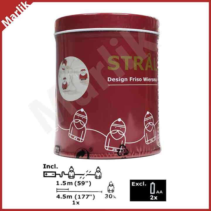 STRALA LED String Light Santa Claus w/ 30 Lights, Battery Operated