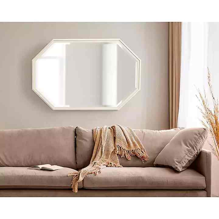 White Beveled Octagon Wall Mirror