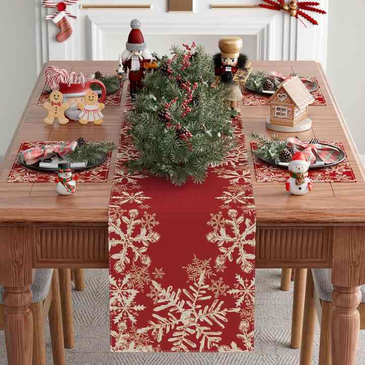 XCHI Red Snowflakes Winter Christmas Xmas Table Runner