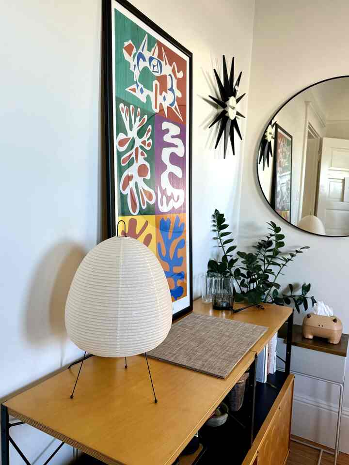 My dining room sideboard decor! #midcenturymodern #scandinavian