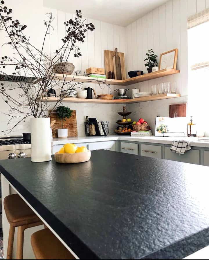 Modern Organic Kitchen #modernkitchen #floatingshelves #kitchen #kitcheninterior 