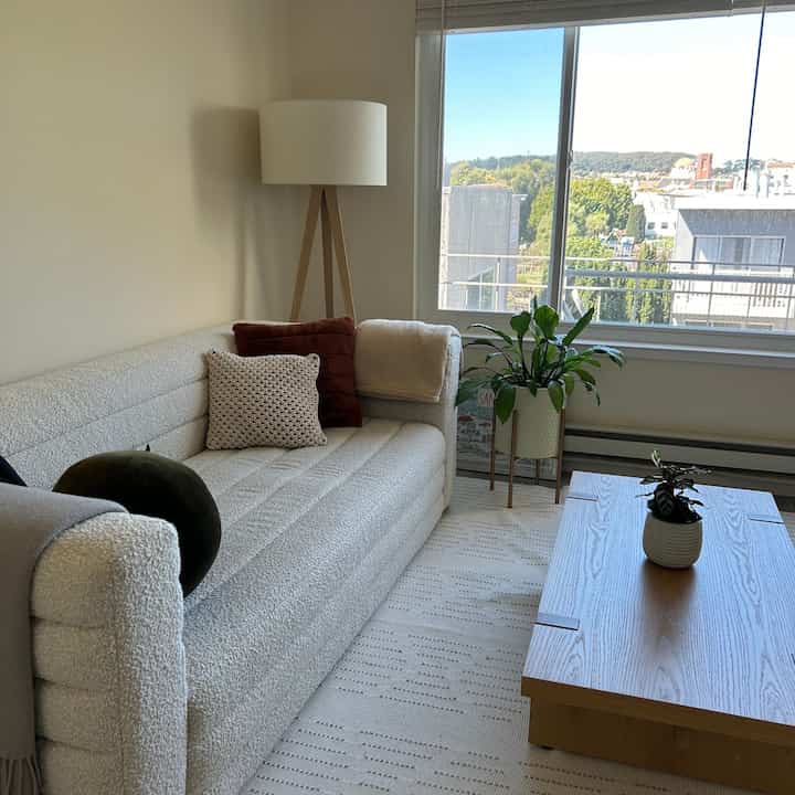 Introducing my Japandi and MCM (more on the modern side 😆) living room! Bright pillows make all the difference to bring pops of color to this room 🌈 #CB2 #pillows #japandi #MCM