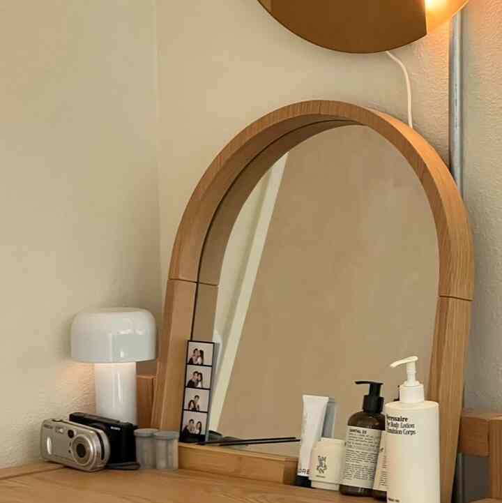 my favorite corner in my bedroom #japandi #vanityinterior #vanityset 