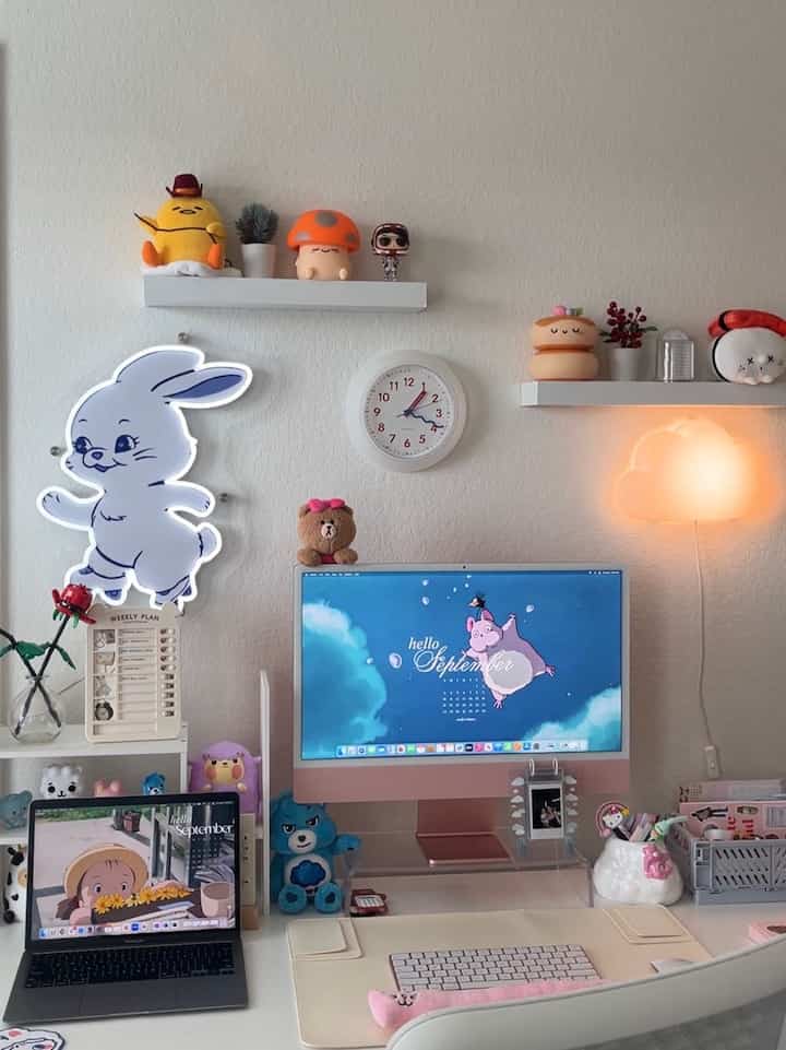 <span data-sheets-root="1" style="color: rgb(0, 0, 0); letter-spacing: normal; font-size: 10pt; font-family: Arial;">How I love every single furniture you can see in this picture #floatingshelves #clock #plushies #checklistboard</span>