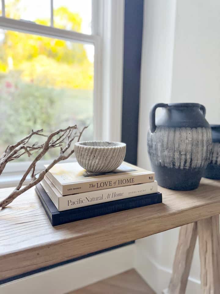 Close up of console table styling. #modernorganic #modernstyling #interiorstyling