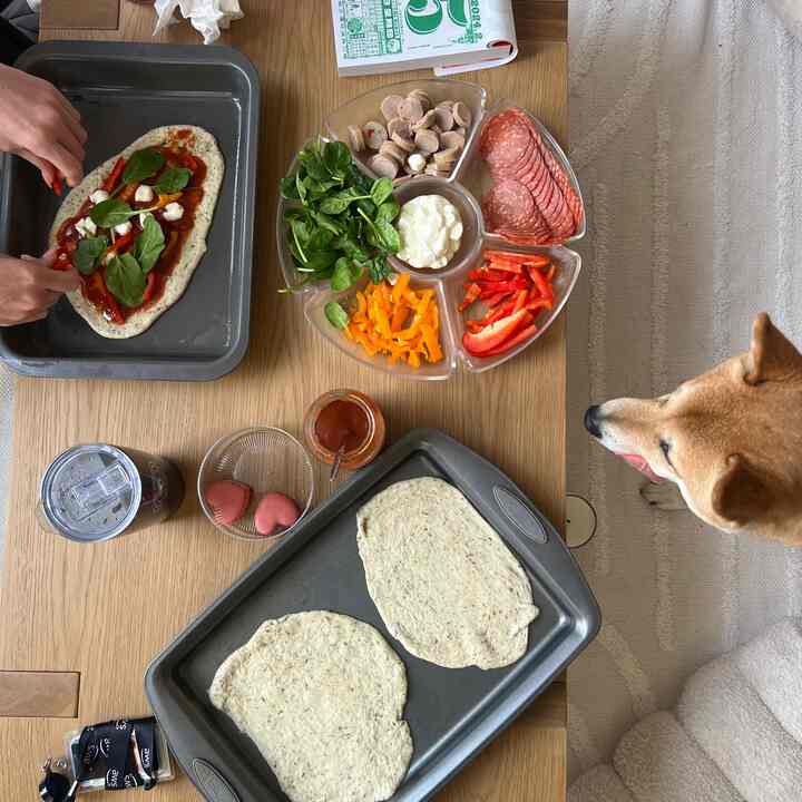 Galentines festivities - making heart shaped pizzas #galentines #pizzanight #valentines