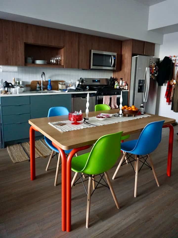 Just added a new dining table and chairs to my new place! #colorful #kitcheninterior #diningspace 