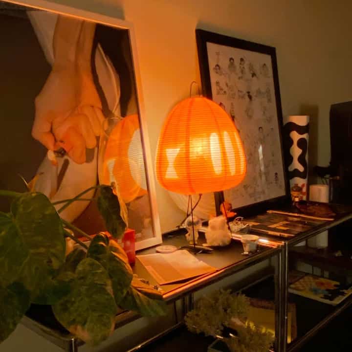 Work in progress but I love this little section of my room #japandi #akarilight #mcm