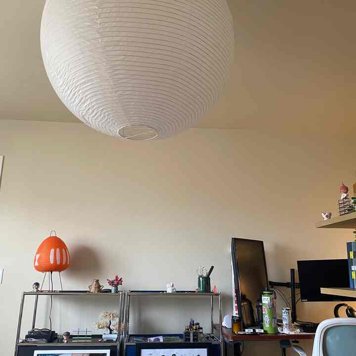 It’s coming together, but I’ll probably change it up for the millionth time #japandi #mcm #akarilamp