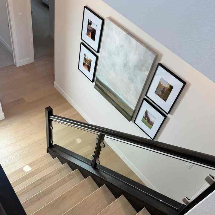 Black, transparent stairs with glass accents create a spacious feel, even in #narrow #hallways. Give it a try if you have small space🫶🏻