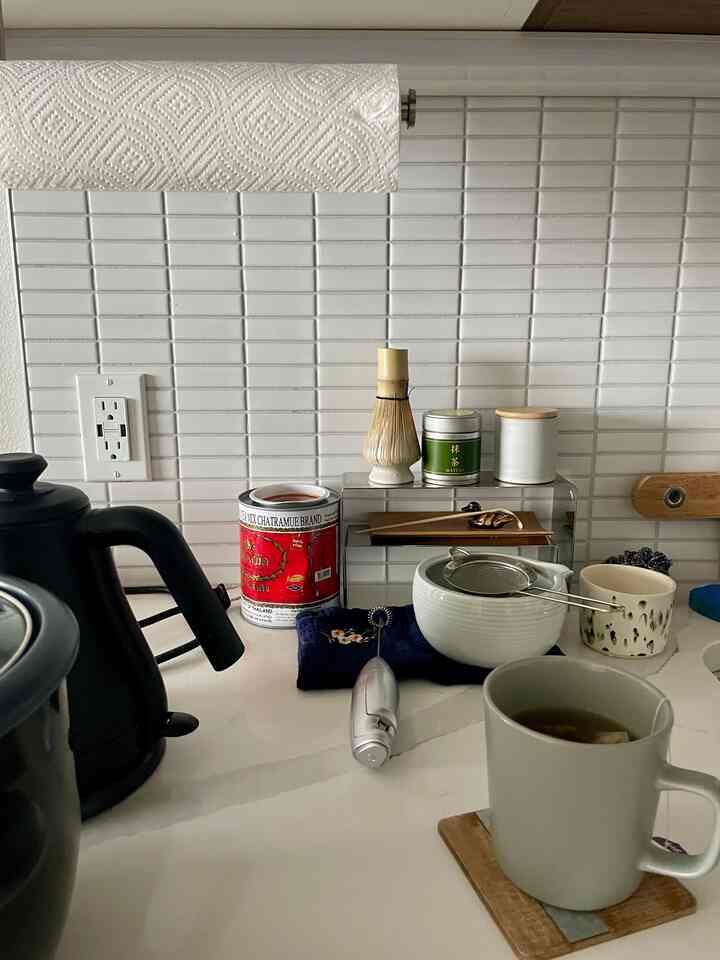 My current morning drink station #drinkcart #morningtea #matchaset #drinks