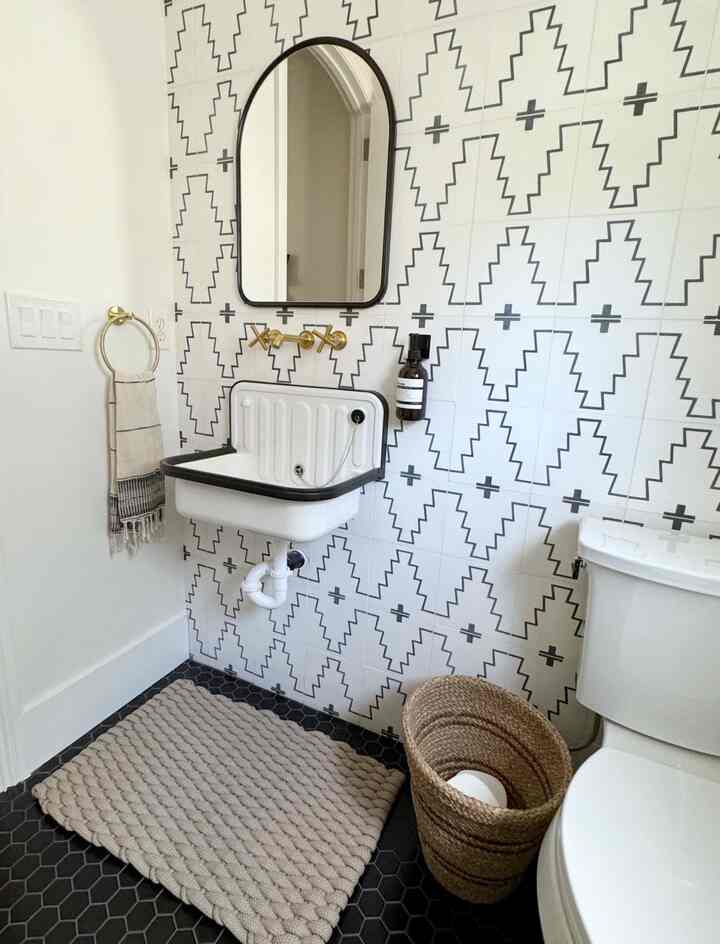 Modern powder design. #bathroomdesign #bathroomcleaning #patternedtile