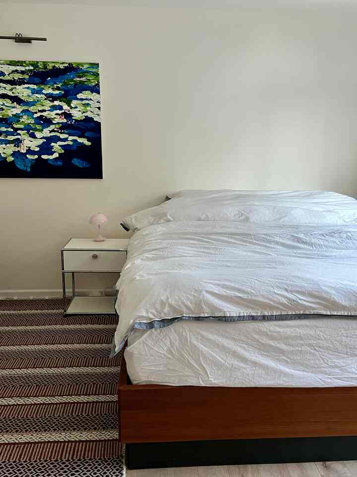 My favorite space at home. 
With a piece of art I love, a cozy bed, and crisp white bedding, this is the perfect place to unwind and relax. Nothing beats the feeling of complete comfort in a space that feels truly mine. ✨ 
#bedroomstyling #storagebed #Favoritespaceinourhouse 