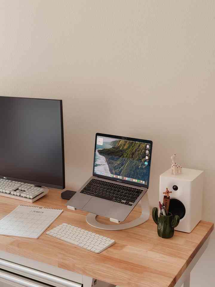 Keeping it minimal — less clutter, more focus. My desk is my go-to spot when I need to get things done without distractions. 

#homeoffice #wfh #officespace #cleandesk #minimal #workfromhome 