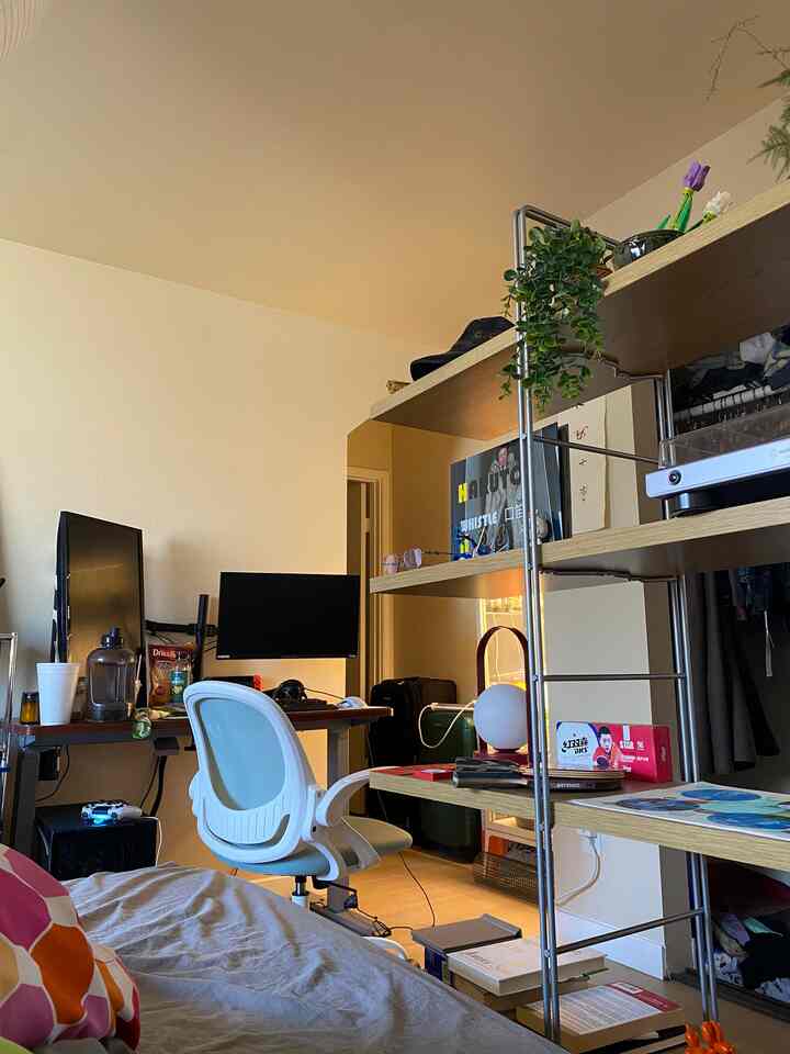 White and black tone compact home office space for a single household