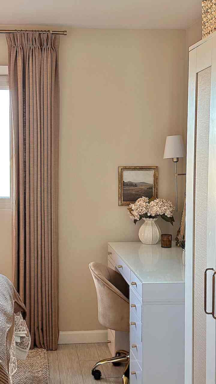 Added new pleated brown curtains to the bedroom! Makes it feel so much more cozy and warm #bedroom #curtains 