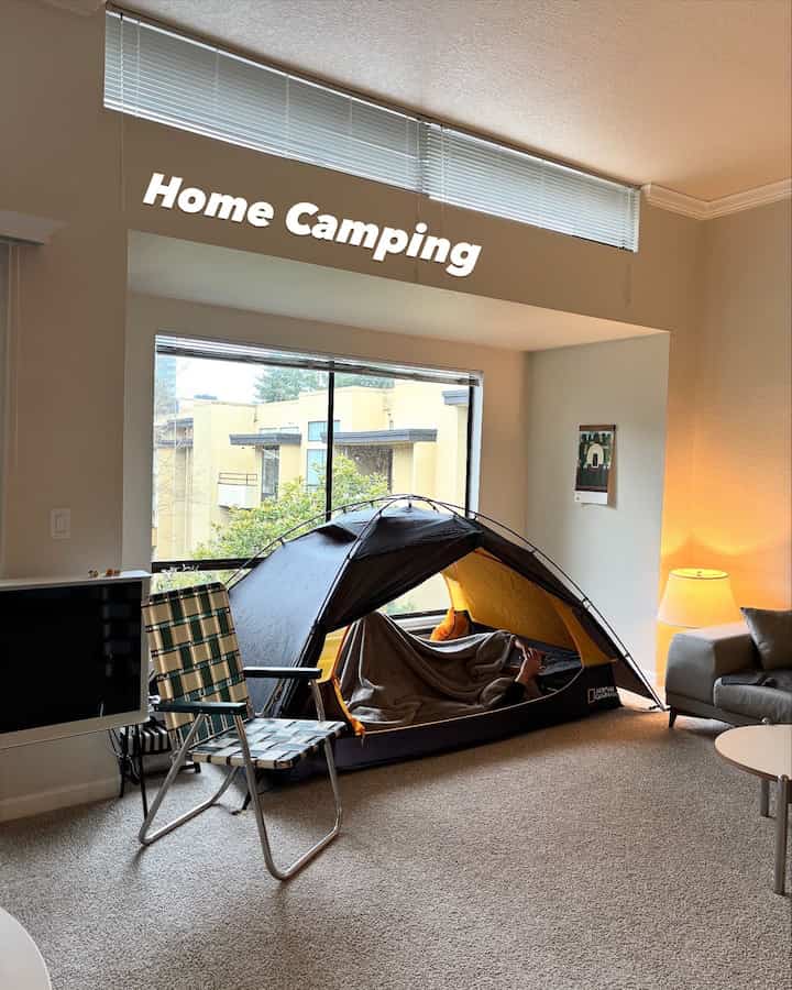 Home camping during the weekend 🏕️

#Camping #tent #nationalgeographic #picnic #campingchair #livingroom