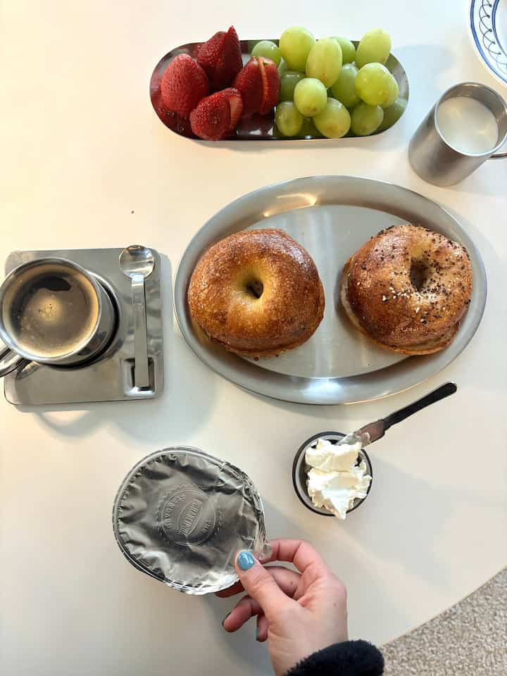 Brunch with my boy

#bagel #brunch #brunchplate #coffee #coffeecup #chrome #stainlesssteel #metal #diningtable #diningroom