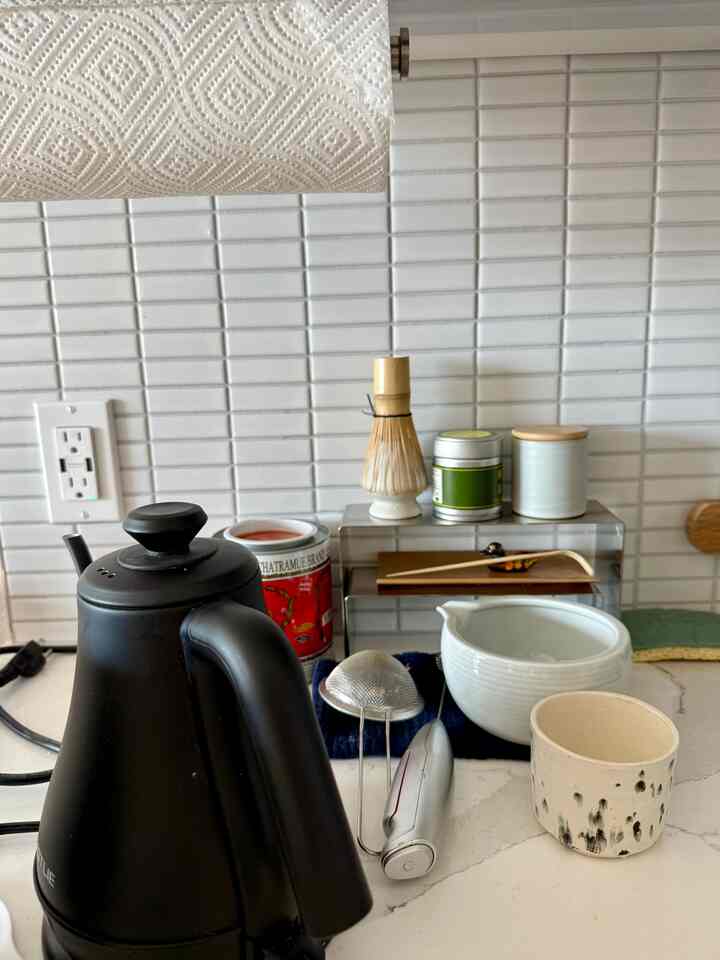 My matcha tea set up! #matchabar #kitchencounter #teatime