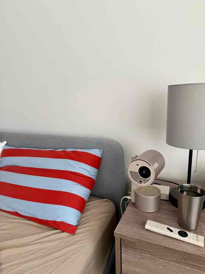 Simple set up for my bedroom! Been loving using this projector to watch new movies or shows! #projector #bedroom #entertainment 