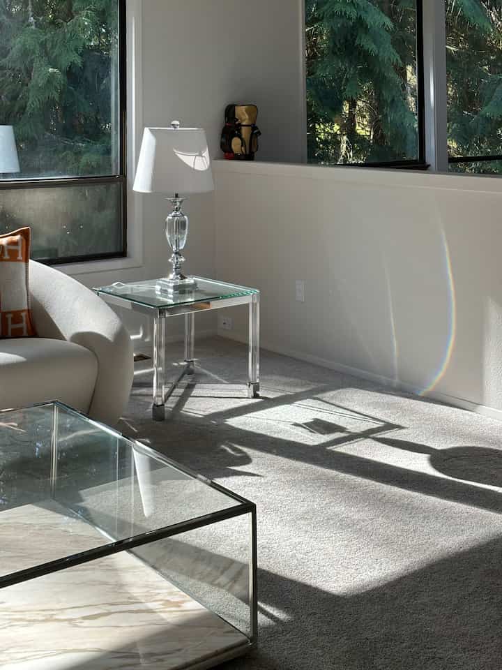 I love glass, crystal and steel material because in the morning/day time it reflects light around the house and makes rainbows 🥹🌈 I think this reflection and shadows from the crystal and glass makes it so decadent that elevates the mood of our living room space. 

#interiordesign #design #home #decor #homedecor #homedecoration #homedesign #homedecorideas #japandi #nordic #midcenturymodern #midcentury #mcm #modern #scandihome #scandinaviandesign