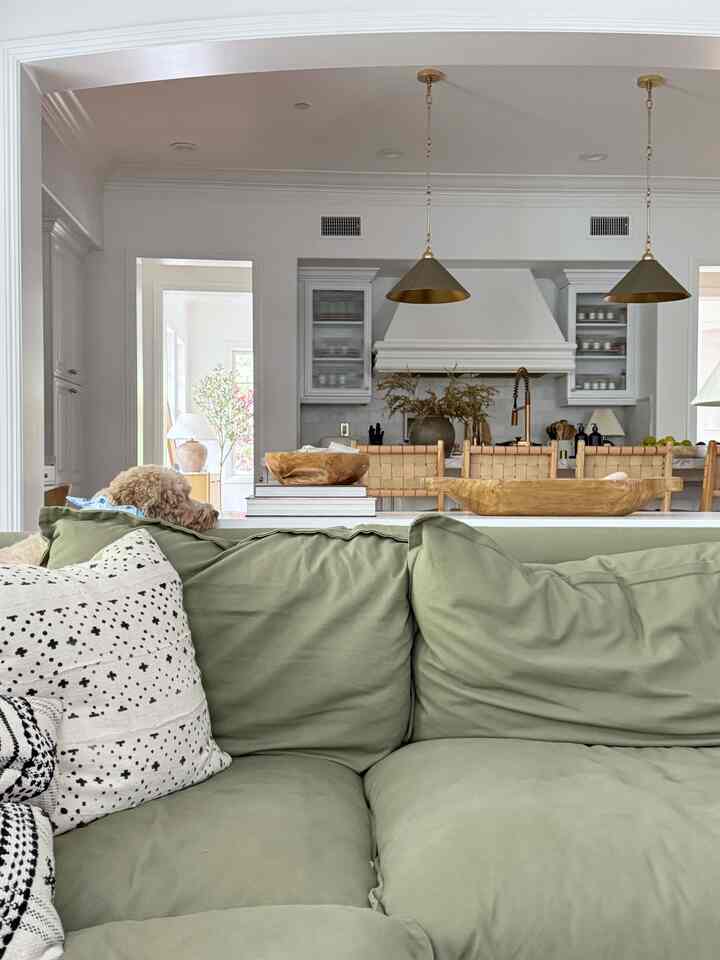 Green couch livijh doom design. #livingroomdecor #livingroomdesign #livingroomcouch