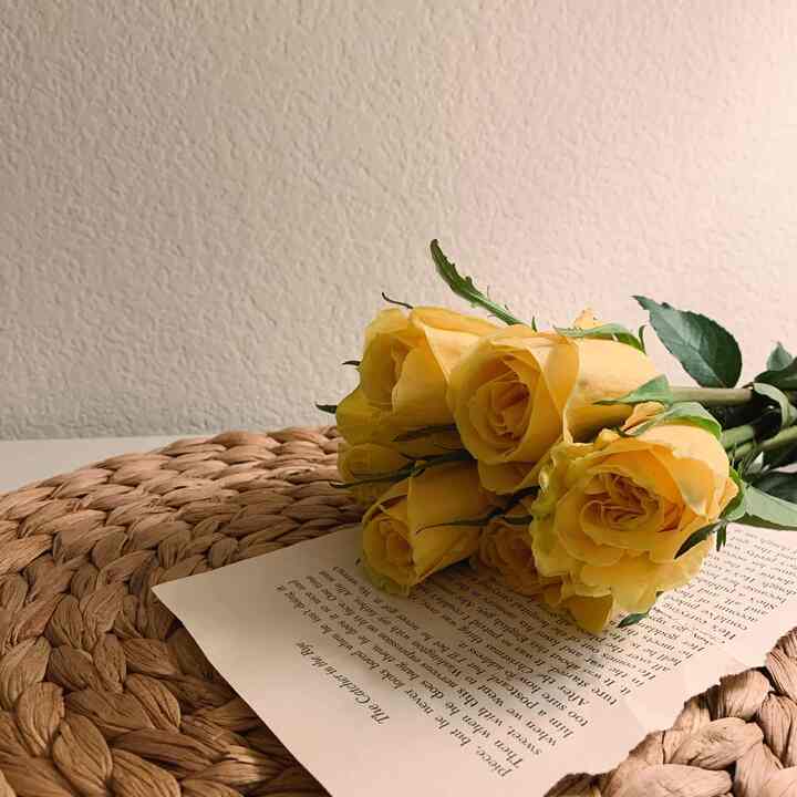 Give a little touch of yellow to brighten up the mood 💛 #ashhouse #cozyinterior #flowerinterior #yellowrose #cozybedroom 