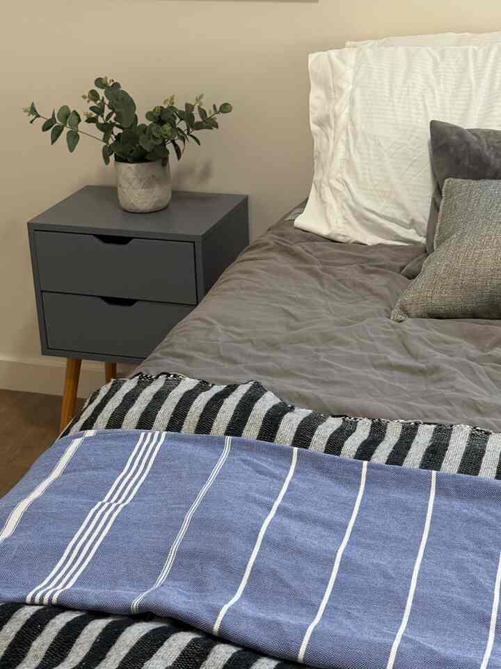 #SummerReady #SummerRefresh #SummerVibes #newbedding #graybedding #grayandblue #simplelife #moderninterior 