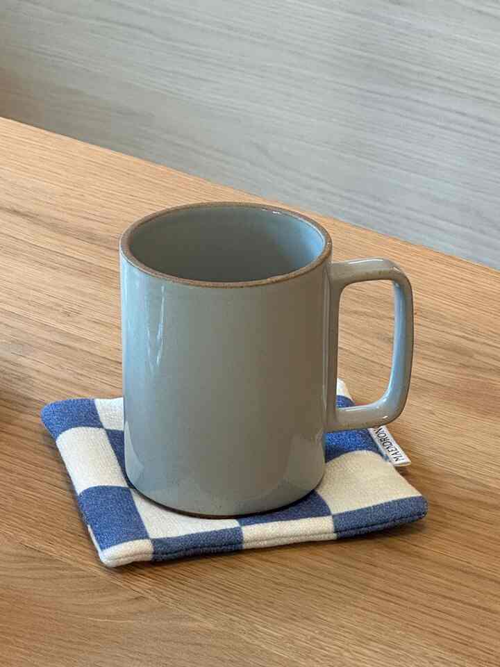 Loving this fabric coaster for my afternoon coffee break #coffeetime #diningtable #coasters 