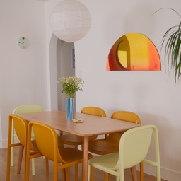 Dining room decor! I get a lot of people asking me about the paper shade in the dining room and are always amazed when I tell them that it is only $4.99 from Ikea!! Looks good without spending a lot! 🧡✨ #homeaccents #budget #hometips #homedecor 