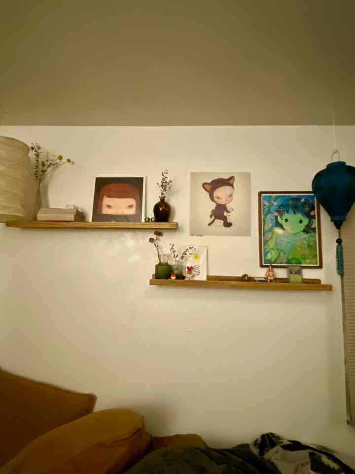 My home may be a little too Nara-fied #yoshimotonara #homedecor #japandi #cozyhome #ambientlighting #guestroom #intentionalart