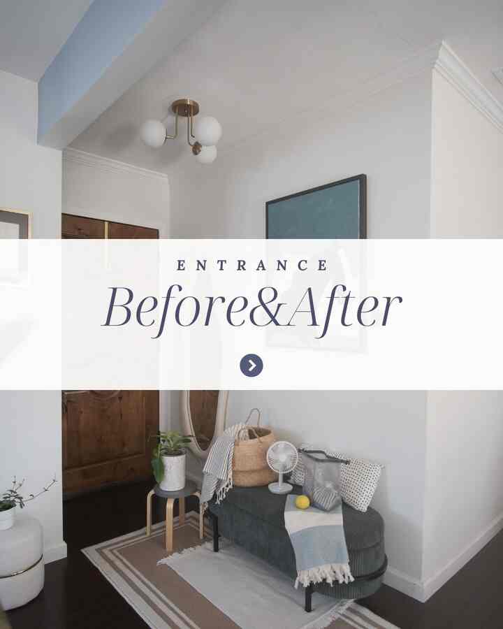 White and brown toned small entrance featuring a storage bench, rug, wall mirror, and natural decor creating a cozy atmosphere