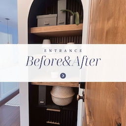 Next to the entryway, I spent the most time on this DIY arched open cabinet—but it was all done on a budget! Originally there was a bi-fold door that clashed with the entry door and made the layout awkward. I removed the door and turned it into open shelving, and it was a game changer! No more bumping doors or worrying about pinched fingers. Now keys, books, miscellaneous items, shoe baskets, and eco bags are neatly organized and easy to grab on the way out. Stylish and practical—one of my most satisfying recent DIY projects!
#budgetfriendly #beforeandafter #homedecoronabudget #affordabledesign #entrywaymakeover #DIYdecor #roomtransformation #diy #entrance #openshelf #opencabinet #builtin #ikea #archedshelf 