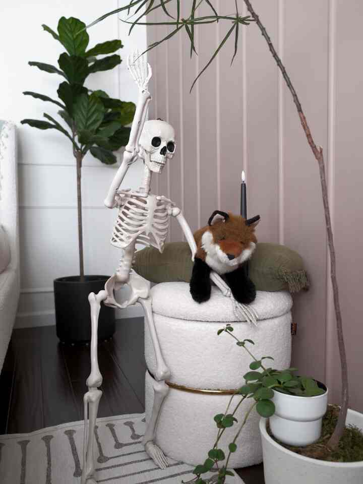 Bedroom corner got spooky — a skull and bottle tree combo! 🖤

#halloweendecor #halloweenvibes #spookyseason #fallfun #homefortheholidays #bedroom #ruggable #spookydecoration #fallvibes #ikea