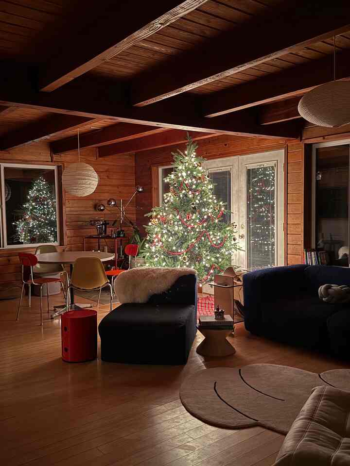 Soft lights, warm wood, and a tree that makes the whole room feel alive ⭐️


#cozyseason #woodinterior #christmasdecor #cabinhome #wintermood #seattleinterior

