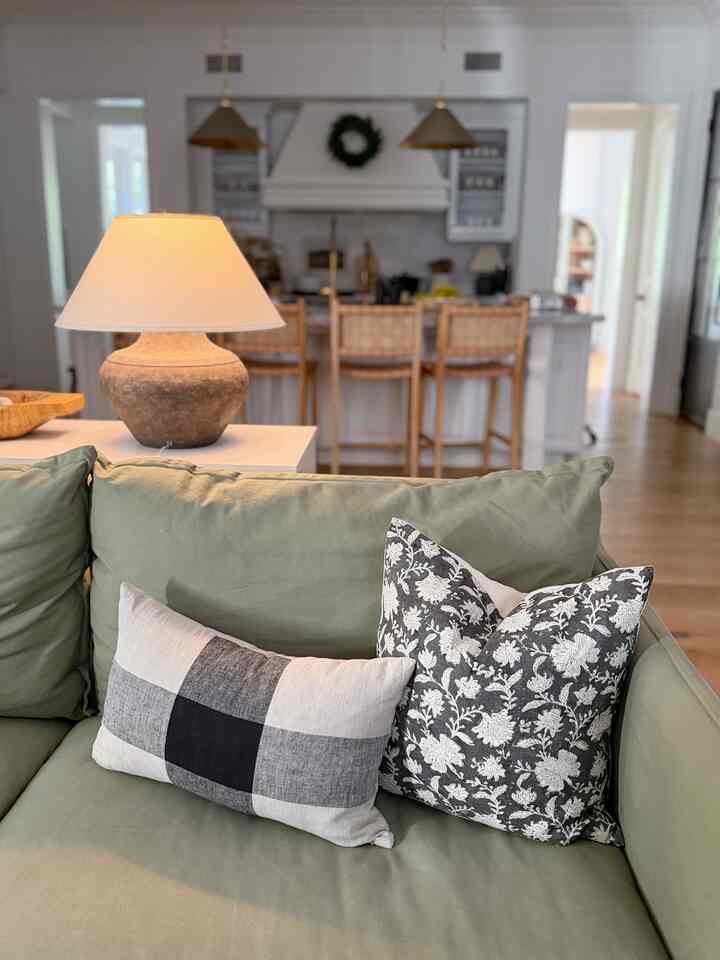 Fun new pillows in our living room. #pillowdecor #livingroomstyling #interiordesign