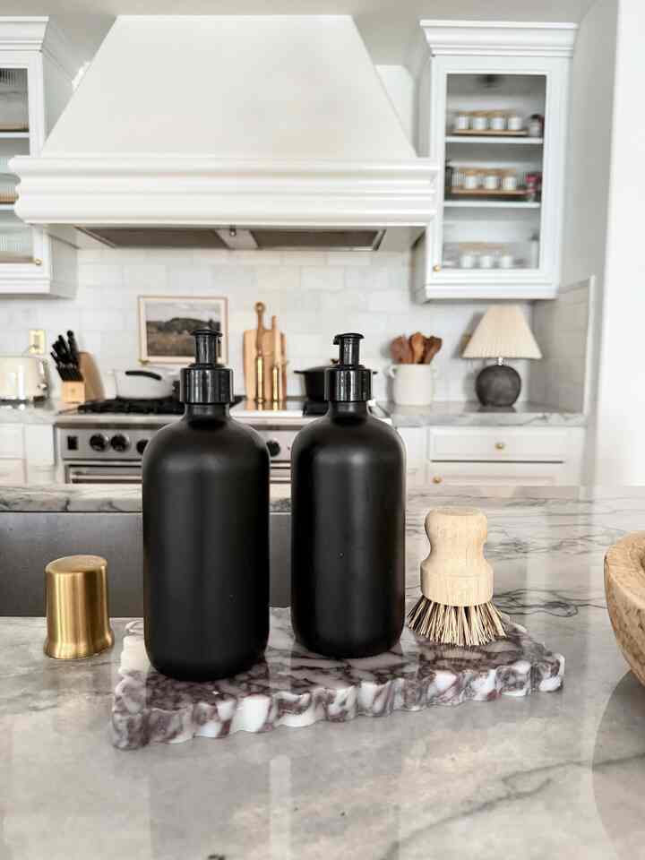 So functional and chic! #soapdispensers #marbletray #kitchendecor
