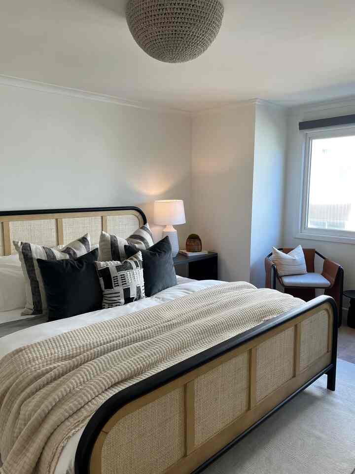 When going for a neutral look its all about layering in different textures! #neutral #texture #bedroom #bedroominterior #bed #bedding #bedframe 